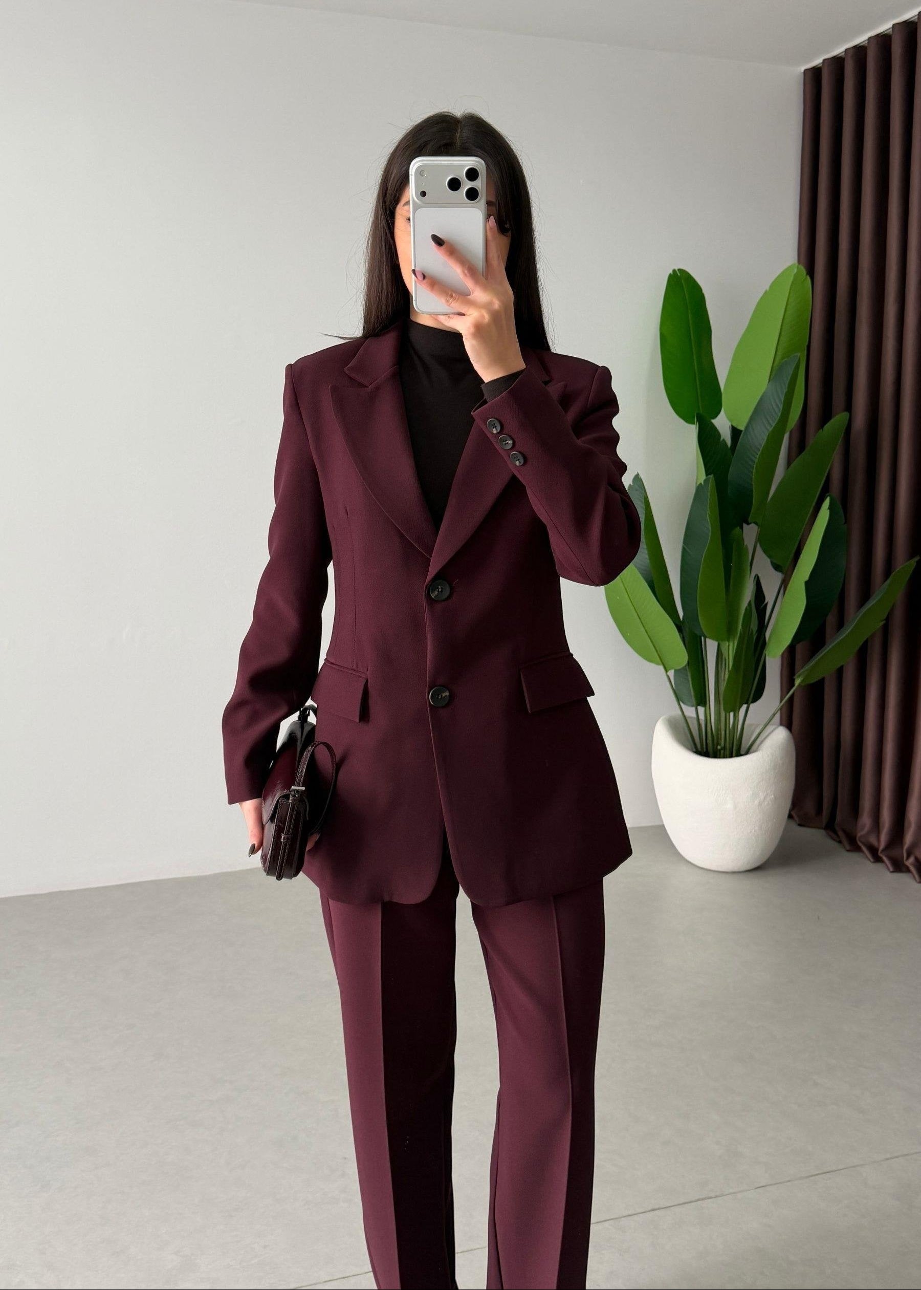 Ensemble tailleur épure - Bordeaux