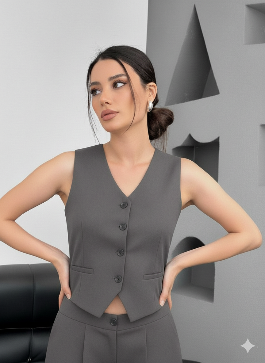 
gilet de costume femme

gilet élégant pour bureau

tenue professionnelle féminine

gilet habillé pour femme

ensemble tailleur femme moderne

mode workwear femme