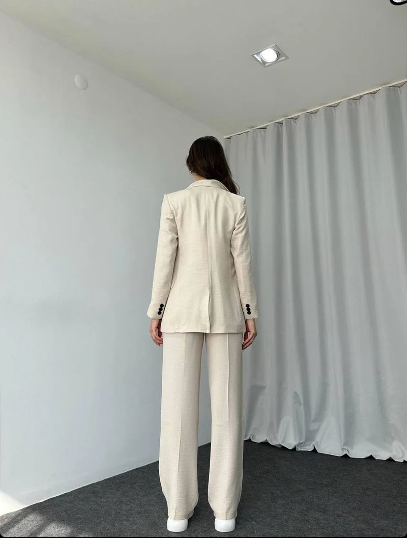 Ensemble Tailleur beige clair / 2 pièces veste et pantalon