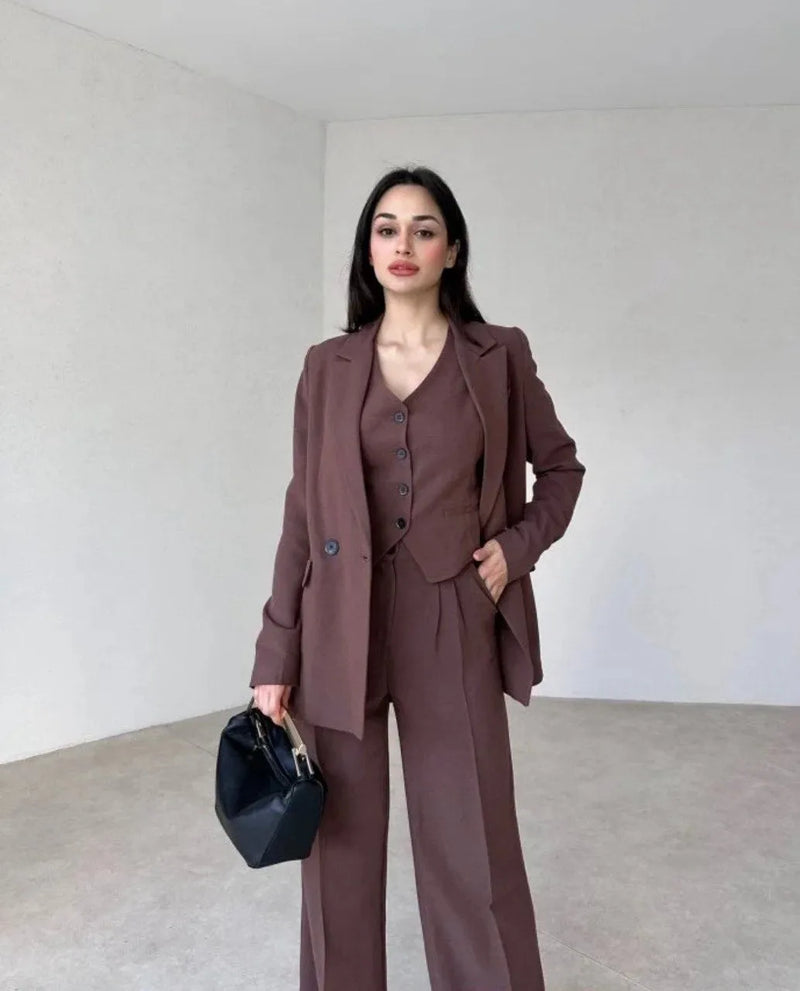 Ensemble Tailleur marron / veste et pantalon