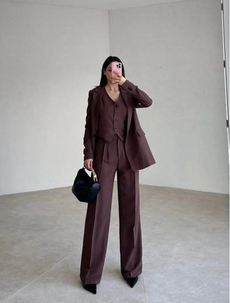 Ensemble Tailleur marron / veste et pantalon