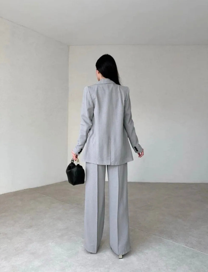 Ensemble Tailleur gris clair / veste et pantalon