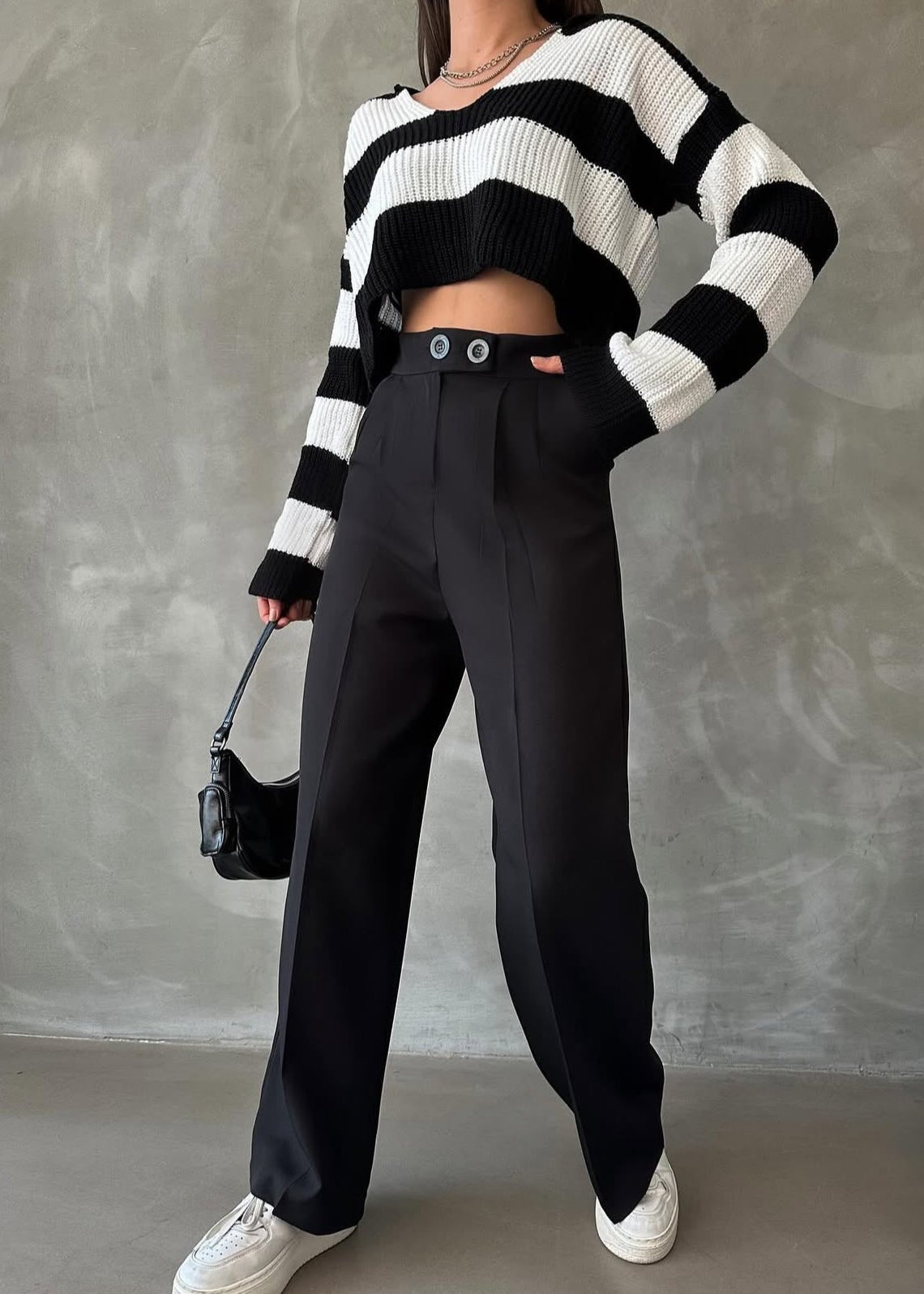 Pantalon Palazzo Taille Haute élégant - Noir