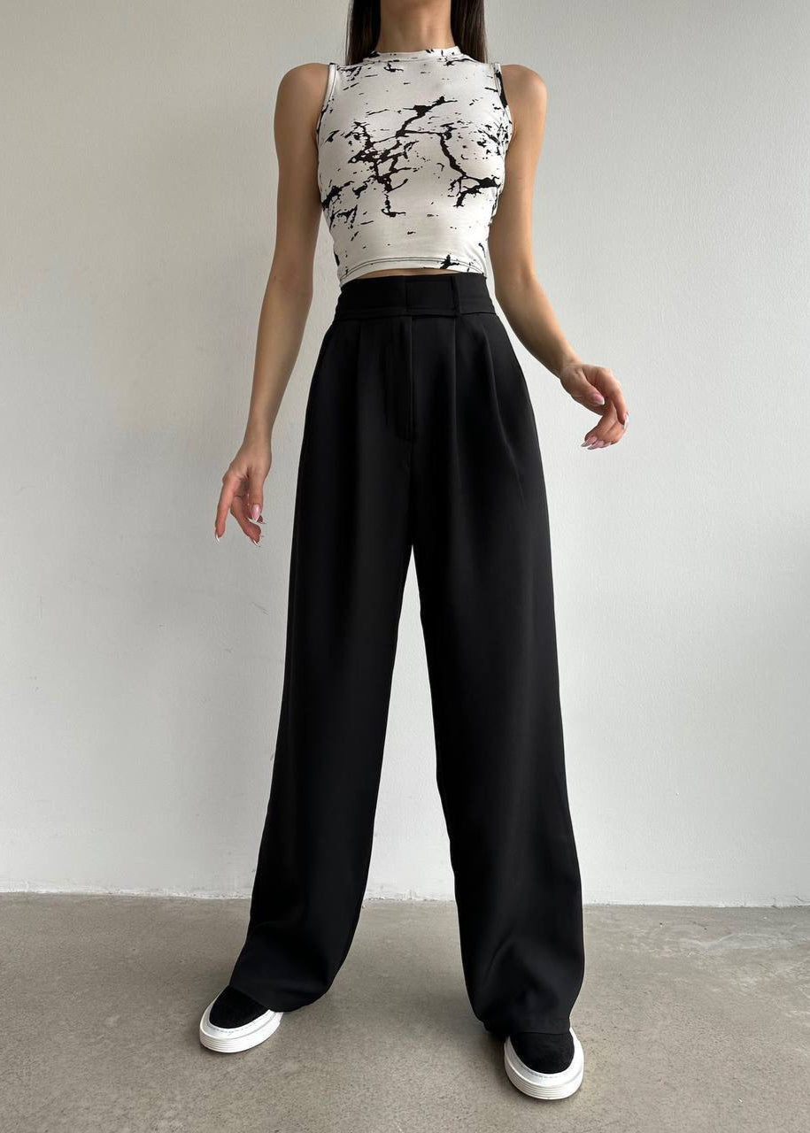 Pantalon Palazzo avec Scratch - Noir