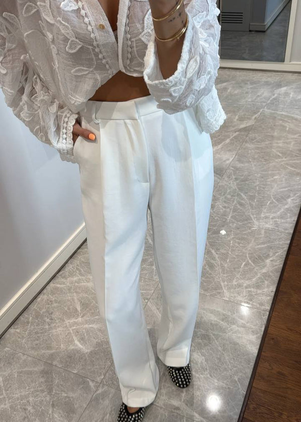 Pantalon Palazzo Fluide Blanc