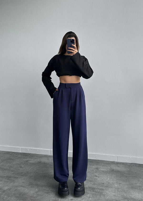 Pantalon Palazzo avec Scratch - Bleu marine
