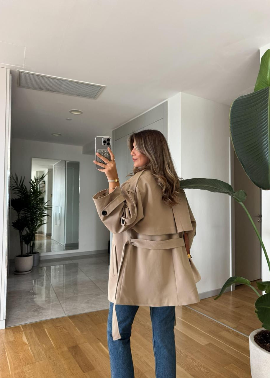 Trench Court Ceinturé - Beige