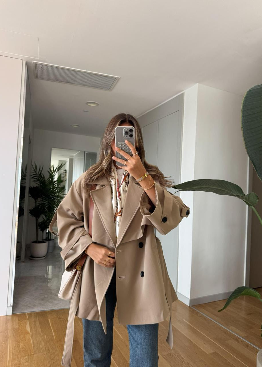 Trench Court Ceinturé - Beige