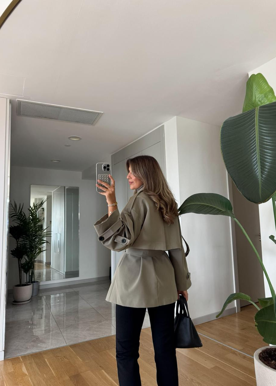 Trench Court Kaki Ceinturé