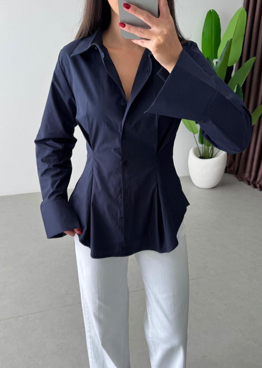 Chemise ajustée bleu marine