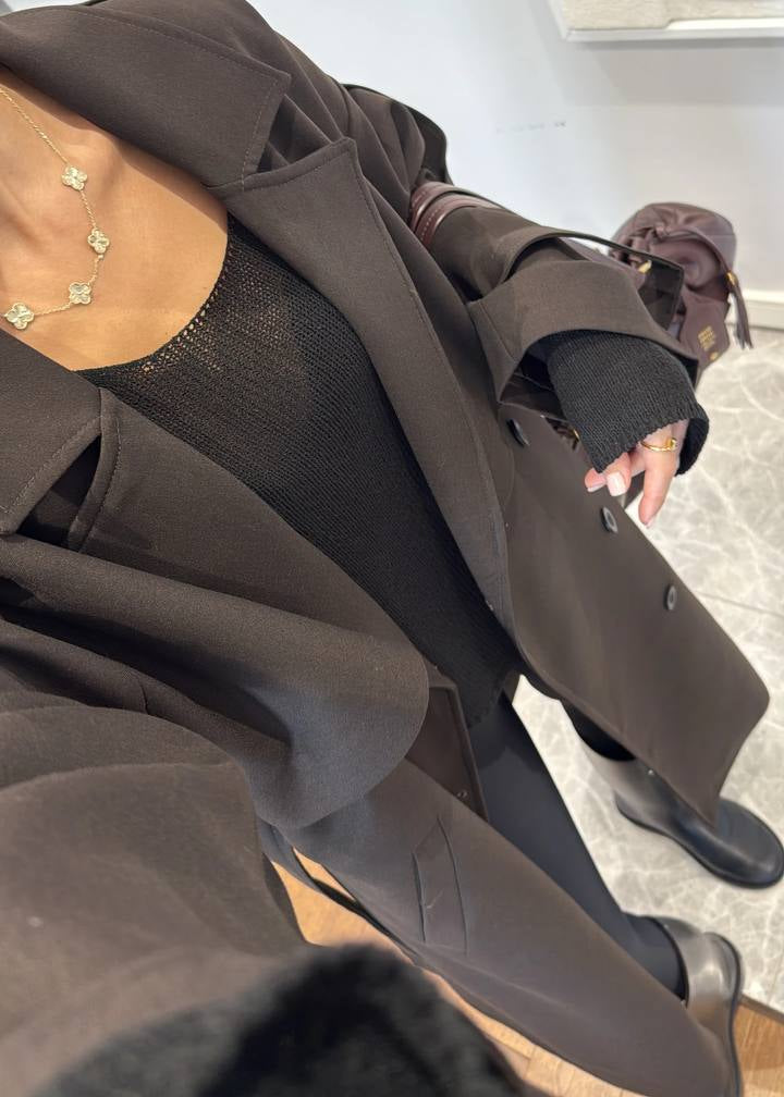 Trench Déstructuré Elégant - Marron foncé