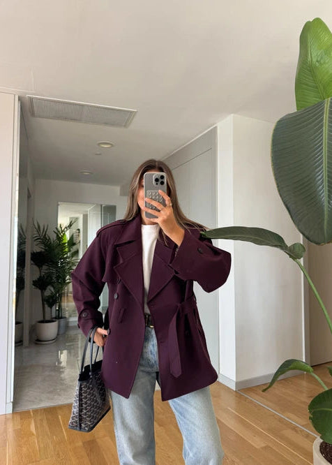 Trench-coat court ceinturé - Bordeaux