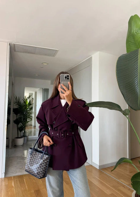 Trench-coat court ceinturé - Bordeaux