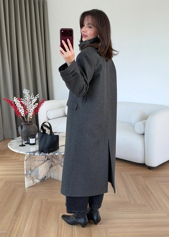 Manteau Long Astrid — Gris Ardoise