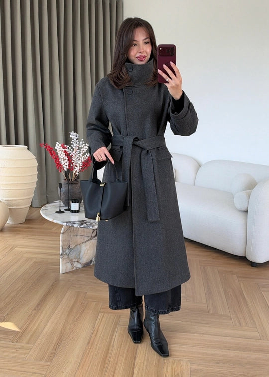 Manteau Long Astrid — Gris Ardoise