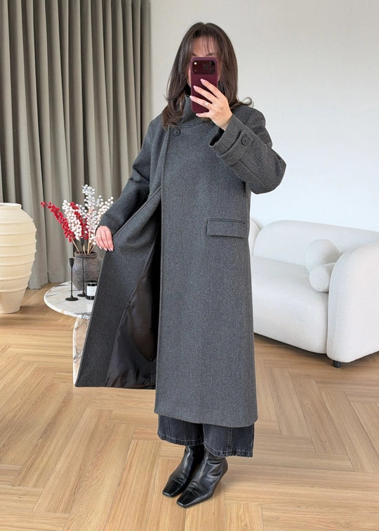 Manteau Long Astrid — Gris Ardoise