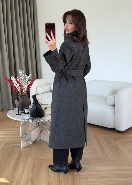 Manteau Long Astrid — Gris Ardoise