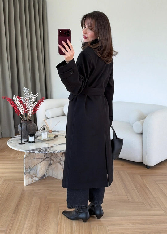 Manteau Long Astrid — Noir Intense