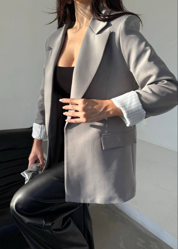 Veste blazer doublée - Gris clair