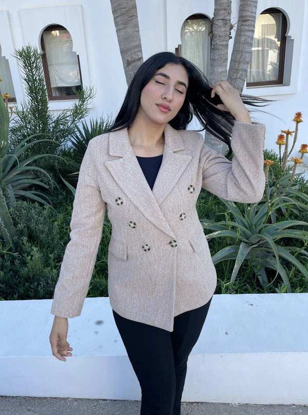 Veste manteau beige nude.