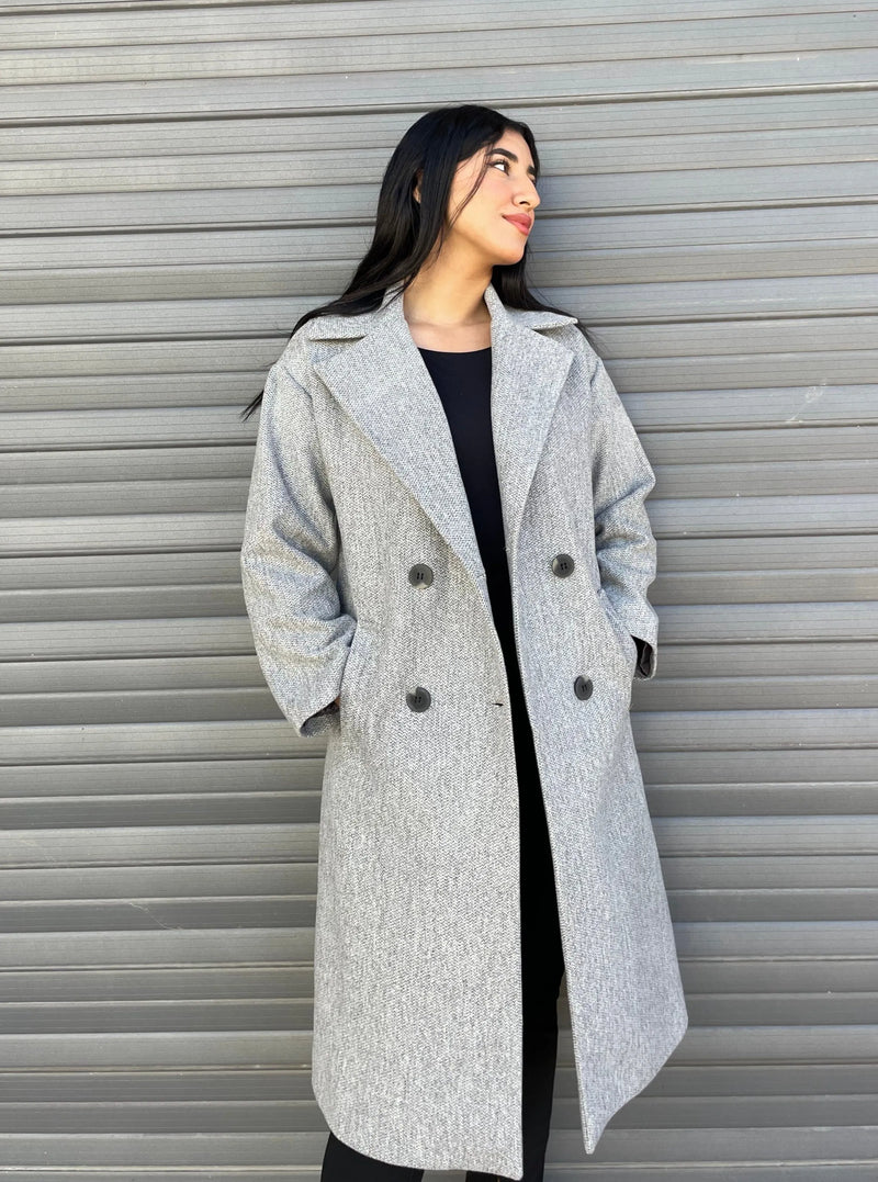 Manteau over size Gris clair.