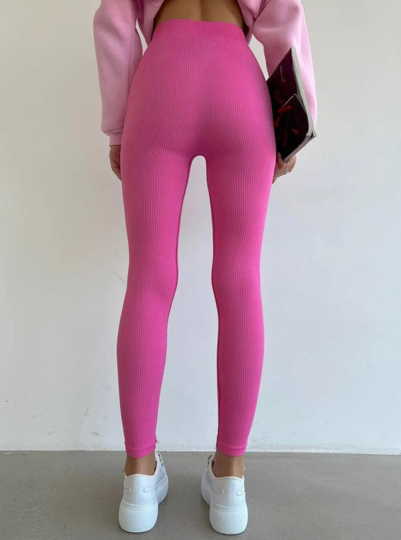 Legging / rose, gris et mauve.